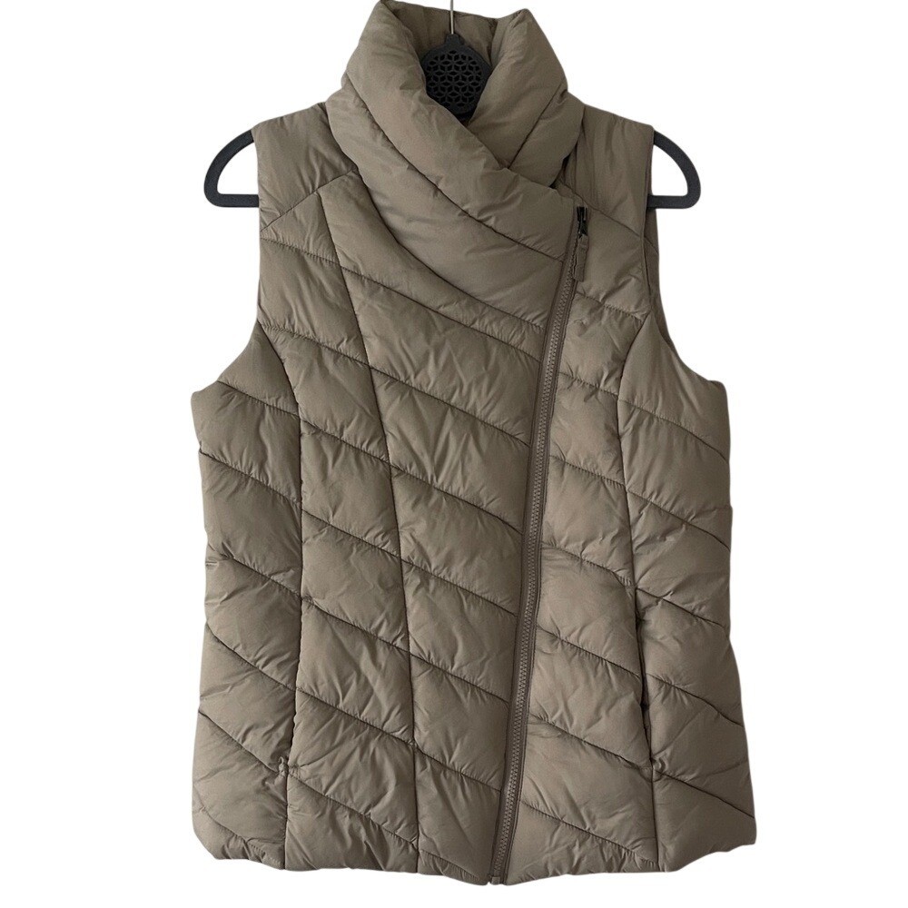 Nicole Miller Original Tan Taupe Quilted Puffer Vest Medium